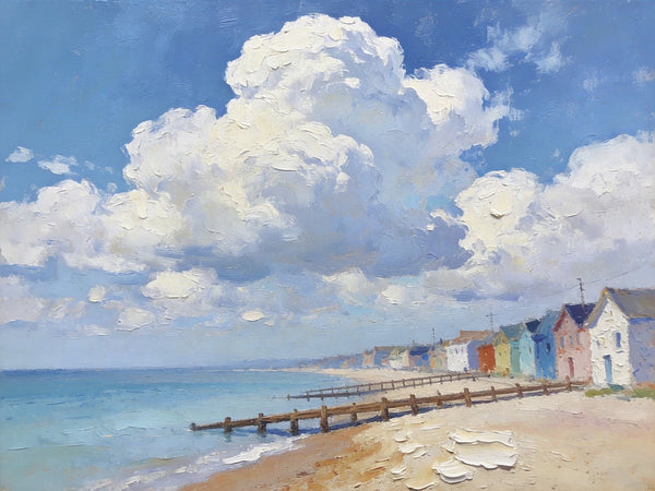 Small Landscape Paintings on Canvas, Coastal Village Captivating View, Seashore Paintings, Landscape Canvas Paintings, Original Oil Paintings, Hand Painted Canvas Art, Heavy Texture Oil Paintings-ArtWorkCrafts.com