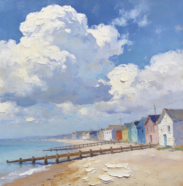 Small Landscape Paintings on Canvas, Coastal Village Captivating View, Seashore Paintings, Landscape Canvas Paintings, Original Oil Paintings, Hand Painted Canvas Art, Heavy Texture Oil Paintings-ArtWorkCrafts.com