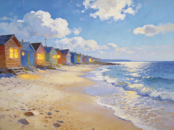 Beachside Getaway, Landscape Canvas Paintings, Hand Painted Canvas Art, Small Landscape Paintings on Canvas, Heavy Texture Oil Paintings, Original Oil Paintings-ArtWorkCrafts.com
