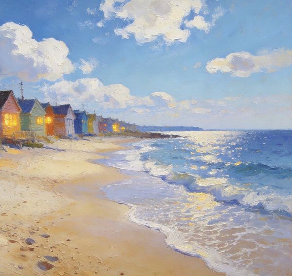 Beachside Getaway, Landscape Canvas Paintings, Hand Painted Canvas Art, Small Landscape Paintings on Canvas, Heavy Texture Oil Paintings, Original Oil Paintings-ArtWorkCrafts.com