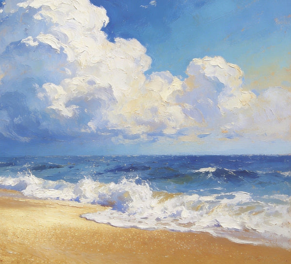 Sun and Sand Serenity, Seashore Beach Painting, Hand Painted Canvas Art, Small Oil Paintings, Original Landscape Paintings, Buy Painting Online, Heavy Texture Artwork-ArtWorkCrafts.com