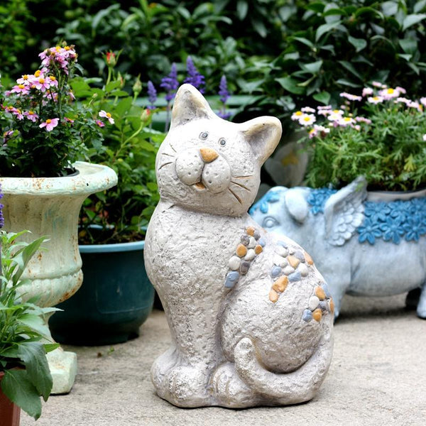 Large Lovely Cat Statue for Garden Courtyard Ornament, Animal Statue, Villa Outdoor Decor Gardening Ideas-ArtWorkCrafts.com