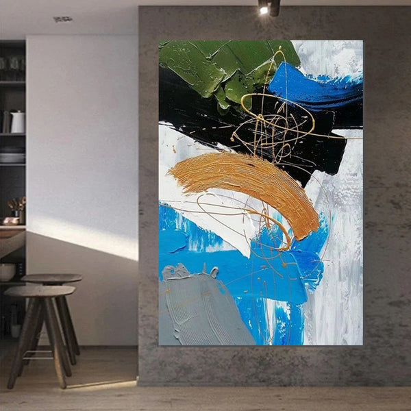 Large Acrylic Canvas Paintings, Living Room Abstract Wall Art Ideas, Large Wall Art Ideas, Impasto Painting, Simple Modern Abstract Painting-ArtWorkCrafts.com