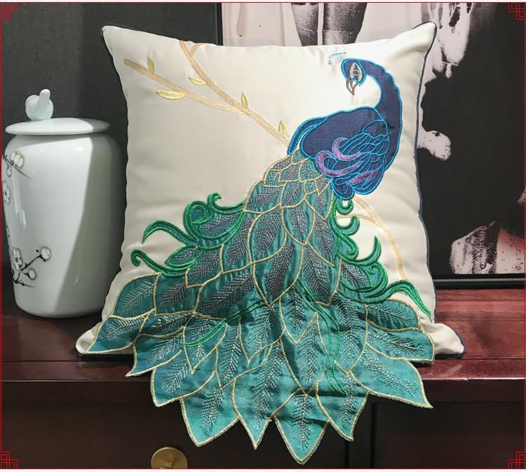 Beautiful Decorative Throw Pillows, Embroider Peacock Cotton and linen Pillow Cover, Decorative Sofa Pillows, Decorative Pillows for Couch-ArtWorkCrafts.com