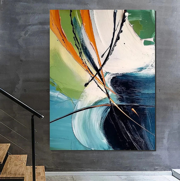 Dining Room Canvas Painting, Contemporary Modern Artwork, Large Canvas Painting for Office, Simple Modern Acrylic Paintings-ArtWorkCrafts.com