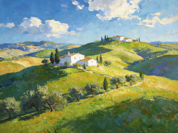 The Rolling Hills of Tuscany, Canvas Wall Art Paintings, Hand Painted Canvas Art, Original Landscape Paintings, Original Oil Paintings, Buy Canvas Paintings Online-ArtWorkCrafts.com
