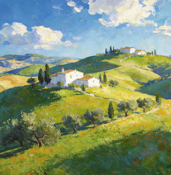 The Rolling Hills of Tuscany, Canvas Wall Art Paintings, Hand Painted Canvas Art, Original Landscape Paintings, Original Oil Paintings, Buy Canvas Paintings Online-ArtWorkCrafts.com