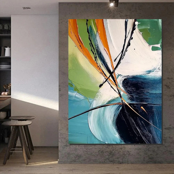 Dining Room Canvas Painting, Contemporary Modern Artwork, Large Canvas Painting for Office, Simple Modern Acrylic Paintings-ArtWorkCrafts.com