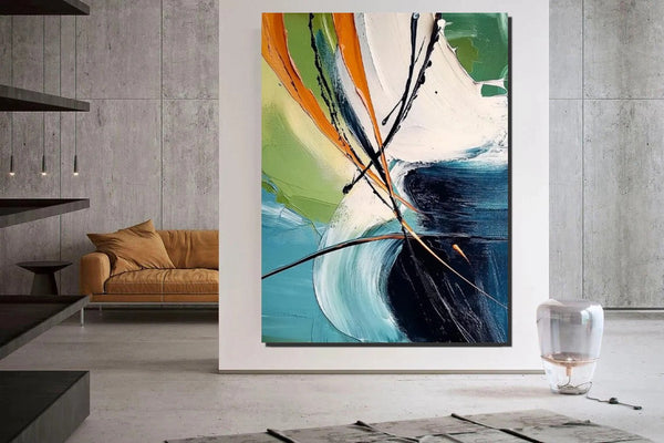 Dining Room Canvas Painting, Contemporary Modern Artwork, Large Canvas Painting for Office, Simple Modern Acrylic Paintings-ArtWorkCrafts.com