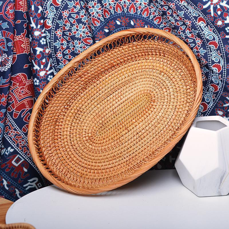 Rattan Storage Basket for Pantry, Round Storage Basket, Storage Baskets for Kitchen, Woven Storage Basket for Dining Room-ArtWorkCrafts.com
