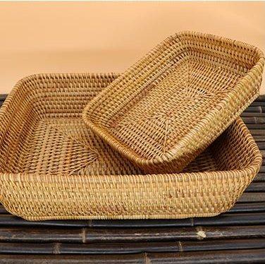 Small Rattan Storage Baskets, Storage Baskets for Shelves, Kitchen Storage Basket, Woven Storage Baskets for Bathroom-ArtWorkCrafts.com