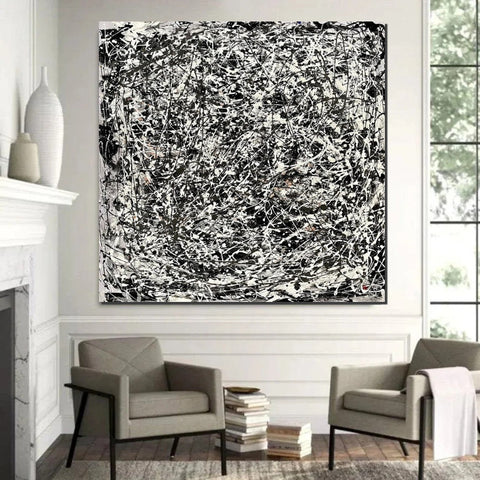 Modern Paintings for Dining Room, Hand Painted Wall Painting, Abstract Canvas Painting, Extra Large Abstract Artwork, Black Abstract Canas Art-ArtWorkCrafts.com