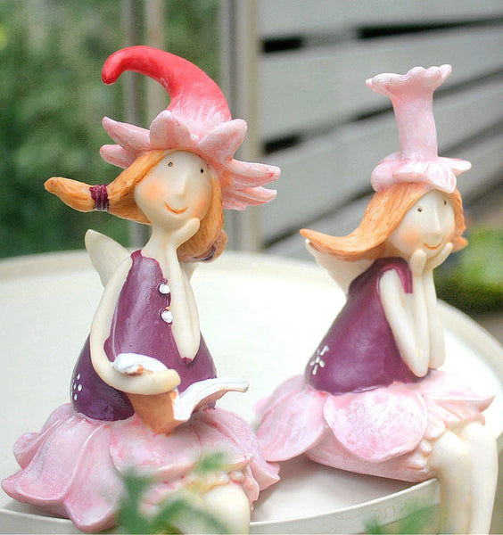 Lovely Flower Fairy Statue for Garden, Beautiful Cute Garden Courtyard Ornaments, Creative Villa Outdoor Decor Gardening Ideas, Unique Modern Garden Sculptures-ArtWorkCrafts.com