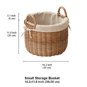 Large Round Storage Basket for Clothes, Natural Hand-woven Wicker Storage Basket for Clothes, Willow Weaving Baskets for Clothes, Extra Large Kitchen Storage Baskets-ArtWorkCrafts.com