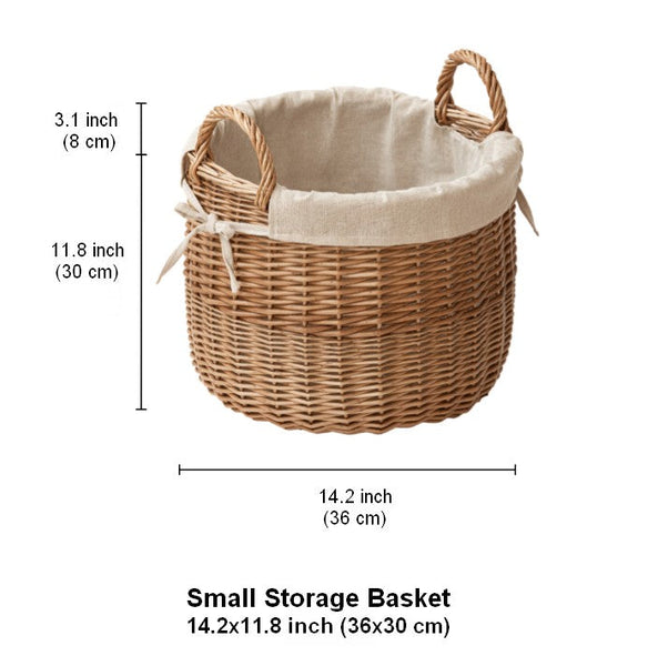Large Round Storage Basket for Clothes, Natural Hand-woven Wicker Storage Basket for Clothes, Willow Weaving Baskets for Clothes, Extra Large Kitchen Storage Baskets-ArtWorkCrafts.com
