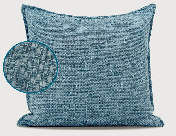 Large Modern Square Throw Pillows for Couch, Blue Modern Sofa Pillow, Blue Decorative Pillow, Simple Throw Pillow for Interior Design-ArtWorkCrafts.com