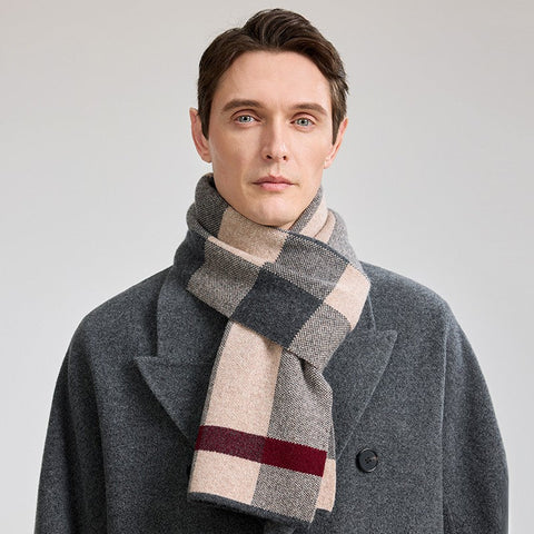 Modern Fashion Scarf, Thick Wool Scarf, Formal Men Scarf Styles, Casual Scarf Men, Men's Winter Scarf, Men's Wool Scarf Winter, Business Wool Scarf for Gentleman-ArtWorkCrafts.com