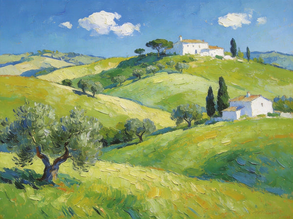 The Hills of Tuscany, Palette Knife Oil Paintings, Small Landscape Paintings, Original Oil Paintings, Landscape Canvas Paintings, Hand Painted Canvas Art-ArtWorkCrafts.com