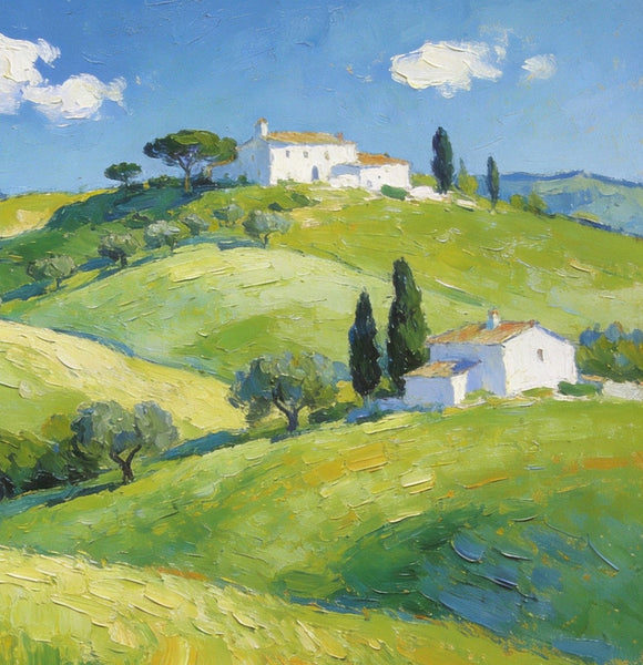 The Hills of Tuscany, Palette Knife Oil Paintings, Small Landscape Paintings, Original Oil Paintings, Landscape Canvas Paintings, Hand Painted Canvas Art-ArtWorkCrafts.com