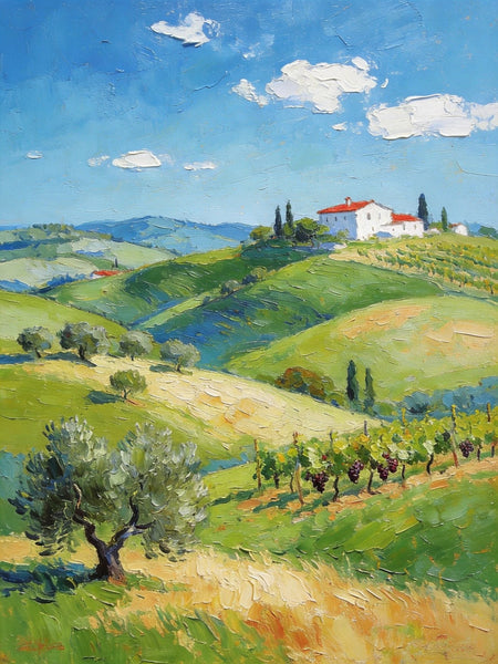 Canvas Paintings for Bedroom, Tranquil Tuscan Hills, Heavy Texture Artwork, Small Oil Paintings, Hand Painted Canvas Art, Original Landscape Paintings-ArtWorkCrafts.com