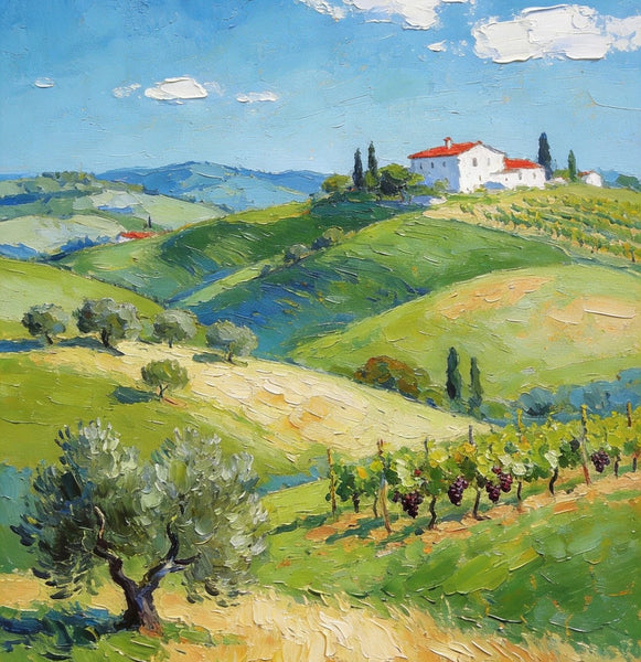 Canvas Paintings for Bedroom, Tranquil Tuscan Hills, Heavy Texture Artwork, Small Oil Paintings, Hand Painted Canvas Art, Original Landscape Paintings-ArtWorkCrafts.com