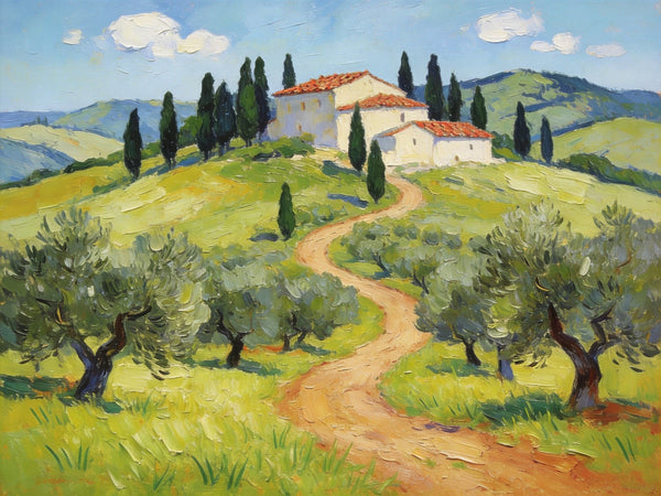 Serene Tuscan Landscape, Original Landscape Paintings, Landscape Canvas Paintings, Buy Paintings Online, Hand Painted Canvas Art-ArtWorkCrafts.com