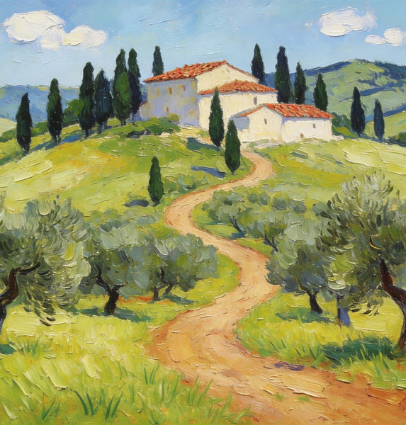 Serene Tuscan Landscape, Original Landscape Paintings, Landscape Canvas Paintings, Buy Paintings Online, Hand Painted Canvas Art-ArtWorkCrafts.com