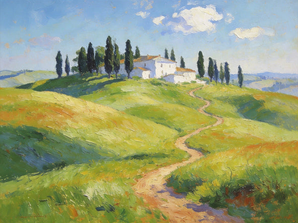 Idyllic Tuscan Countryside, Small Landscape Paintings on Canvas, Original Oil Paintings, Palette Knife Oil Paintings, Original Landscape Paintings, Hand Painted Canvas Artwork-ArtWorkCrafts.com