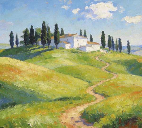 Idyllic Tuscan Countryside, Small Landscape Paintings on Canvas, Original Oil Paintings, Palette Knife Oil Paintings, Original Landscape Paintings, Hand Painted Canvas Artwork-ArtWorkCrafts.com