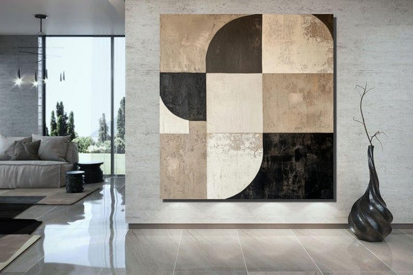 Large Painting on Canvas, Simple Modern Art, Bedroom Wall Art Paintings, Acrylic Abstract Paintings, Buy Abstract Painting Online, Black Abstract Paintings-ArtWorkCrafts.com