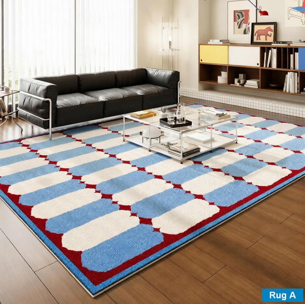 Mid Century Modern Rugs, Contemporary Modern Rugs for Dining Room, Bedroom Modern Floor Carpet, Blue Modern Rug Designs, Living Room Rug Ideas-ArtWorkCrafts.com