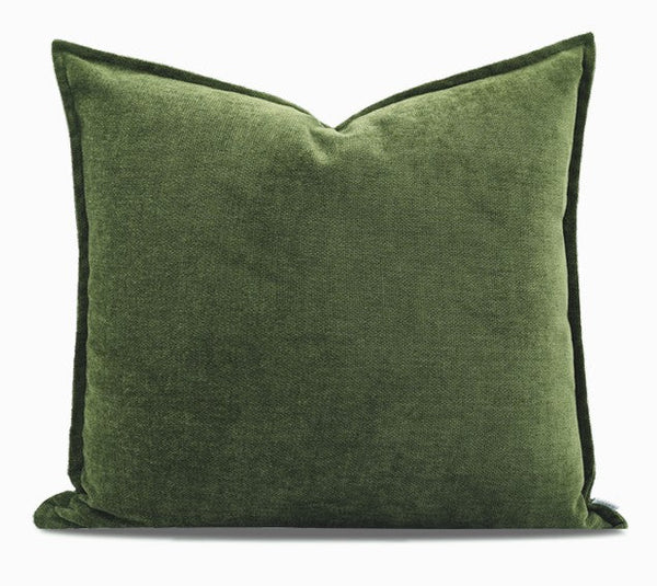 Large Throw Pillow for Interior Design, Simple Decorative Throw Pillows, Large Green Square Modern Throw Pillows for Couch, Contemporary Modern Sofa Pillows-ArtWorkCrafts.com