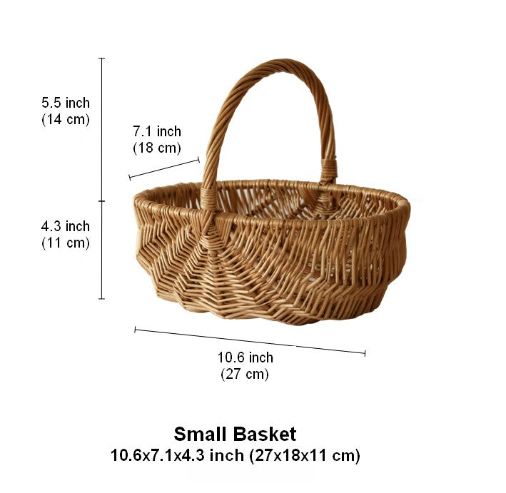 Natural Fruit Basket, Kitchen Storage Baskets, Natural Hand-woven Wicker Storage Basket, Large Picnic Food Basket with Handle, Lovely Willow Weaving Baskets for Vegetable-ArtWorkCrafts.com