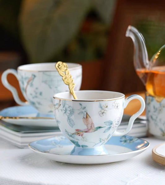 Ceramic Tea Cup Set, Luxury Tea Cup with Saucer, Porcelain Coffee Cup, Elegant Coffee Cup, Porcelain Tea cups, British Tea Cup Set, Afternoon Tea Cup with Saucer Set-ArtWorkCrafts.com