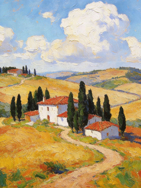 Canvas Paintings for Living Room, Tuscan Hillside Beauty, Small Original Paintings, Hand Painted Canvas Art, Landscape Oil Paintings-ArtWorkCrafts.com