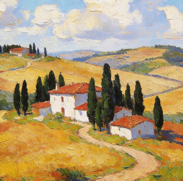 Canvas Paintings for Living Room, Tuscan Hillside Beauty, Small Original Paintings, Hand Painted Canvas Art, Landscape Oil Paintings-ArtWorkCrafts.com