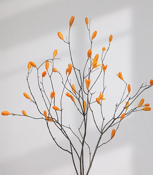 Magnolia Long Twigs, Natural Decorations, Dried Magnolia Branch, Flower Arrangement, Handmade Artificial Flower, Natural Dried Branches-ArtWorkCrafts.com
