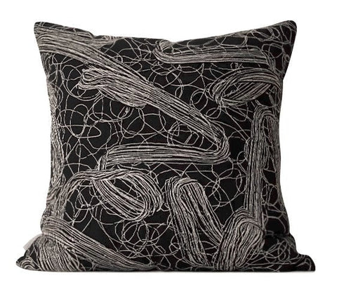 Decorative Pillow for Interior Design, Black Modern Throw Pillows, Simple Modern Throw Pillow for Couch, Modern Sofa Pillow Covers-ArtWorkCrafts.com