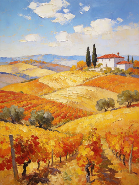 Tranquil Tuscan Land, Landscape Oil Paintings, Small Original Paintings, Canvas Paintings for Bedroom, Hand Painted Canvas Art-ArtWorkCrafts.com