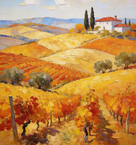 Tranquil Tuscan Land, Landscape Oil Paintings, Small Original Paintings, Canvas Paintings for Bedroom, Hand Painted Canvas Art-ArtWorkCrafts.com