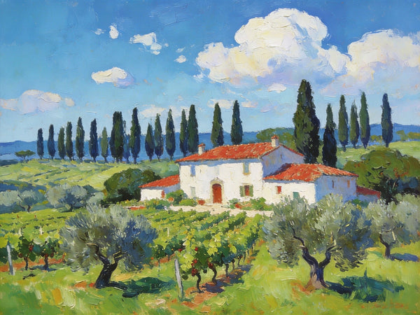 Landscape Canvas Paintings, Tuscan Landscape Delight, Original Landscape Paintings, Buy Paintings Online, Hand Painted Canvas Art-ArtWorkCrafts.com
