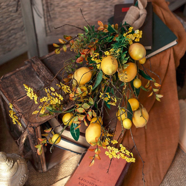 Lemon Branch, Fragrans stems, Fern leaf, Creative Flower Arrangement Ideas for Home Decoration, Unique Artificial Flowers, Simple Artificial Floral for Dining Room Table-ArtWorkCrafts.com