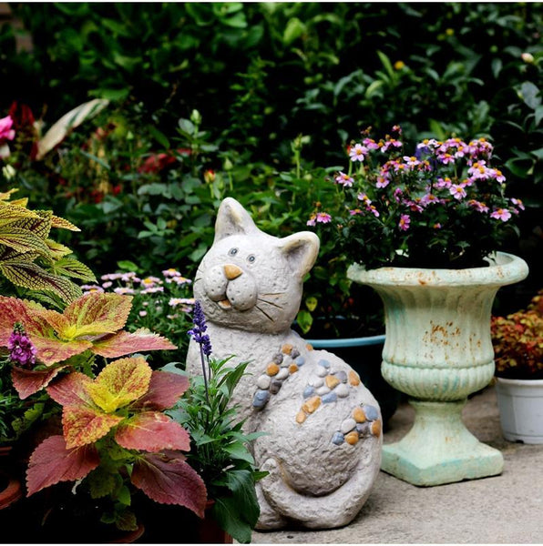 Large Lovely Cat Statue for Garden Courtyard Ornament, Animal Statue, Villa Outdoor Decor Gardening Ideas-ArtWorkCrafts.com