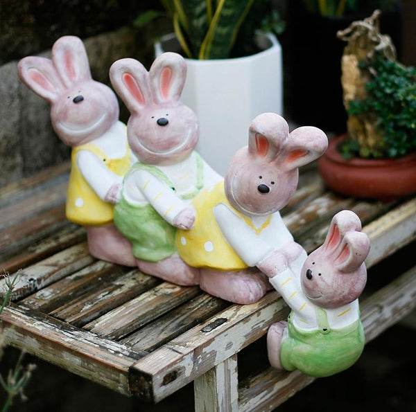 Lovely Rabbits Statues, Cute Rabbits in the Garden, Animal Resin Statue for Garden Ornament, Outdoor Decoration Ideas, Garden Ideas-ArtWorkCrafts.com