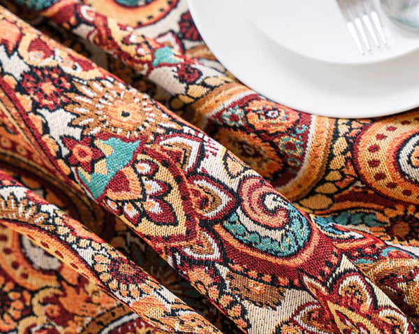 Large Modern Linen Tablecloths, Oriental Rectangular Table Covers for Coffee Table, Bohemian Rectangular Tablecloth for Oval Table-ArtWorkCrafts.com