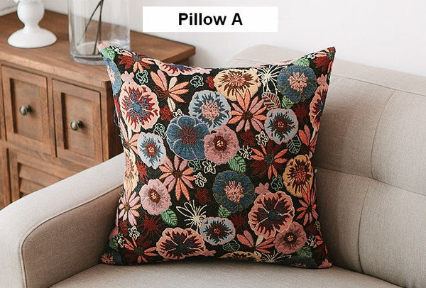 Geometric Pattern Chenille Throw Pillow for Couch, Bohemian Decorative Sofa Pillows, Decorative Throw Pillows for Living Room-ArtWorkCrafts.com