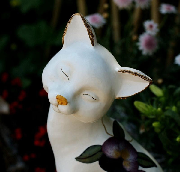 Lovely Cat Statues, Sitting Cats Resin Statue for Garden Ornament, Villa Outdoor Decor Gardening Ideas, Garden Courtyard Decoration, House Warming Gift-ArtWorkCrafts.com
