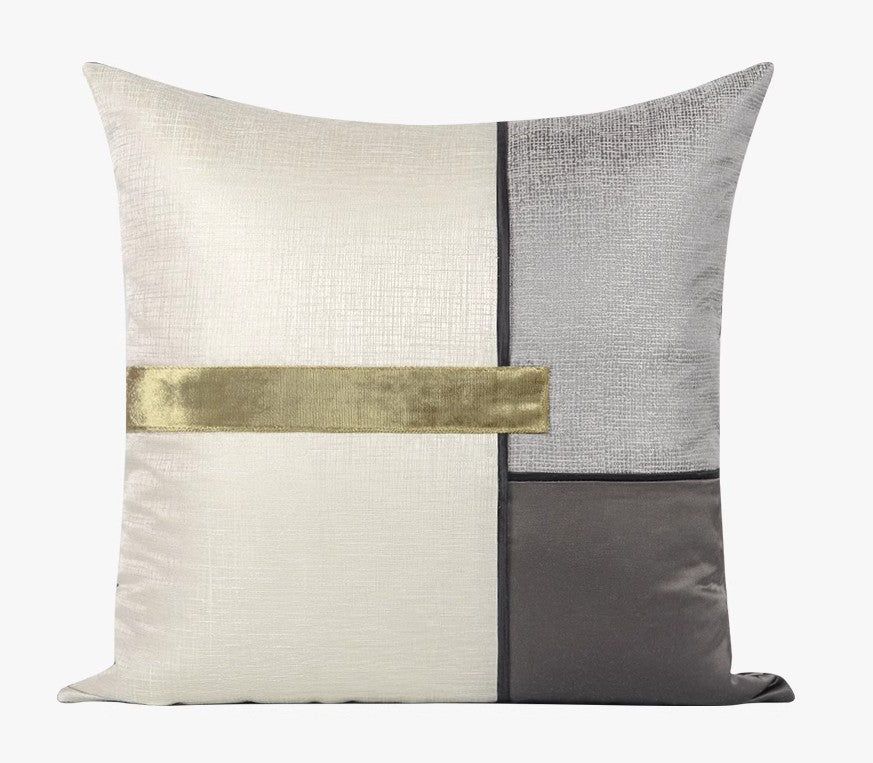 Abstract Contemporary Throw Pillow For Living Room, Modern Geometric Pattern Decorative Cushion Cover, Textured Linen Square Pillow For Sofa Bed, Beige Abstract Design