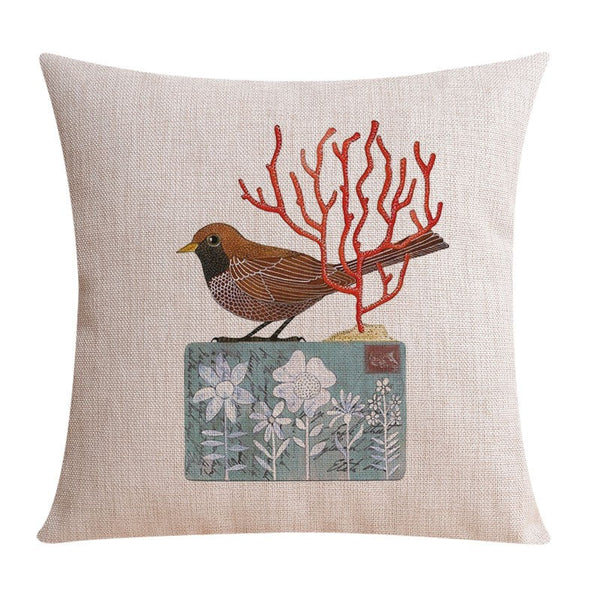 Simple Decorative Pillow Covers, Decorative Sofa Pillows for Living Room, Love Birds Throw Pillows for Couch, Singing Birds Decorative Throw Pillows-ArtWorkCrafts.com