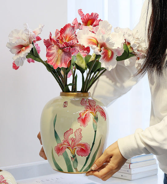 Centerpiece Ceramic Bouquet Vases, Handmade Modern Flower Vase, Large Flower Vases on Dining Table, Porcelain Flower Vases-ArtWorkCrafts.com